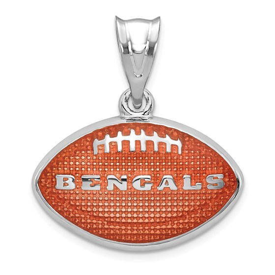 Sterling Silver Cincinnati Bengals Enameled Football Pendant Sterling Silver Cincinnati Bengals Enameled Football Pendant